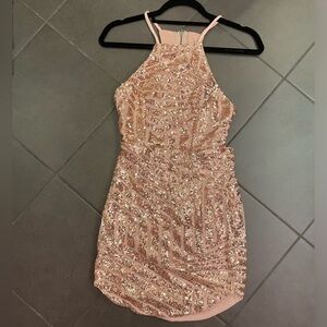 Morning Mist Gold Sequin Dress
